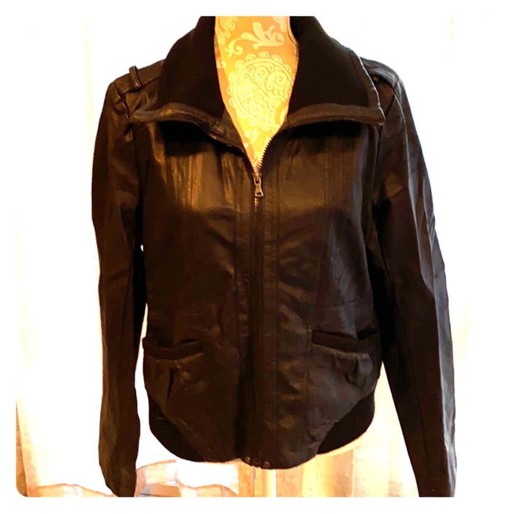 Faux Leather Bomber